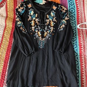 Dress or Tunic black with embroidery size M